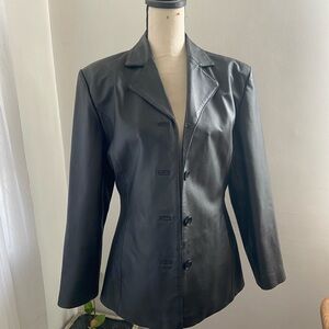 Elegant Black Leather Blazer